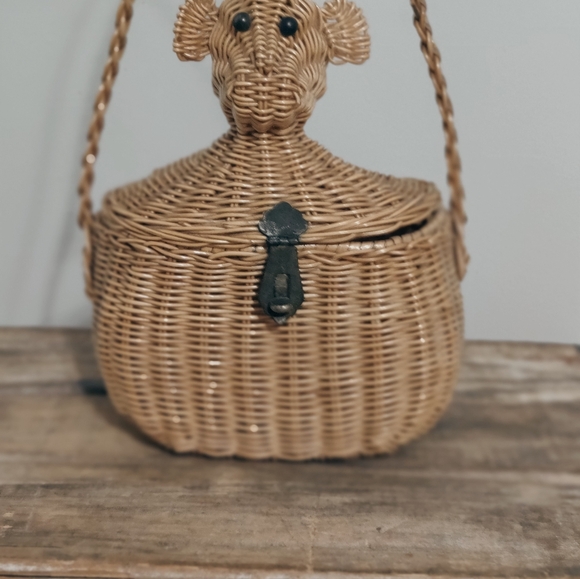 50s epic Monkey wicker purse by Simon authentic vintage RARE 1950s mid century - Picture 3 of 14